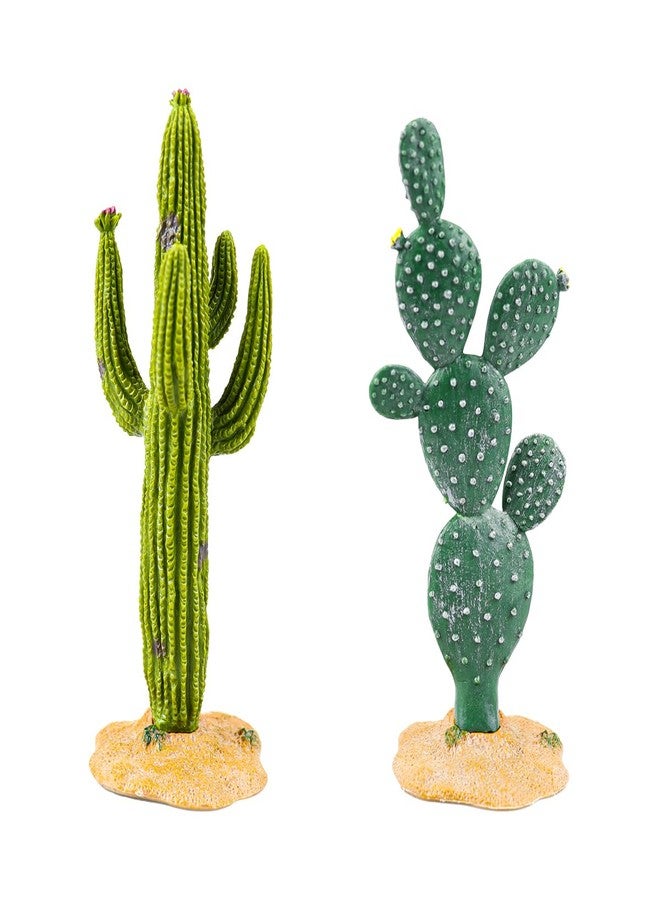 YOLUFER 2Pcs Reptile Cactus Plants Terrarium Decoration Faux Reptile Terrarium Cactus Plant Landscape Decoration for Turtle Lizard - Image 1